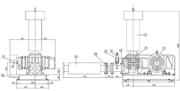 Cấu tạo máy thổi khí Heywel rss 100 Cấu tạo máy thổi khí Heywel rss 100