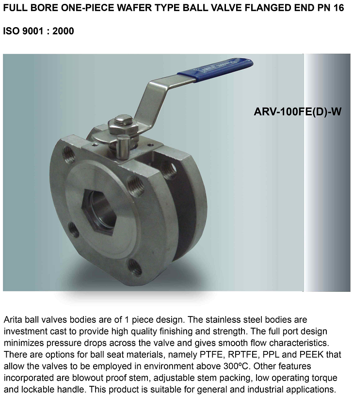 Đặc điểm van bi inox Arita SS304 1PC PN16 FE
