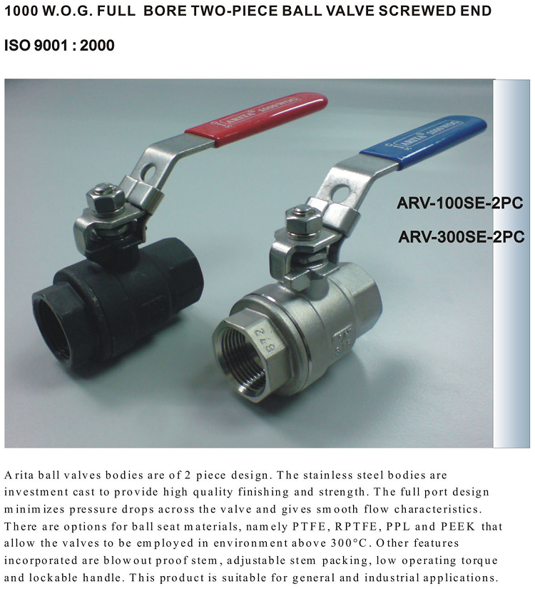 Đặc điểm van bi thép không gỉ Arita SS 2PC SE