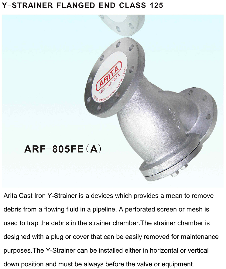Đặc điểm van y lọc gang thép Arita mặt bích class 125 ARF-805FE(A)