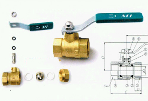Cấu tạo van bi đồng nối ống mềm MIHA